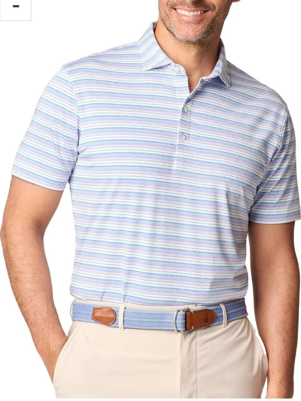 Johnnie-O Tyson Striped Jersey Performance Golf Polo